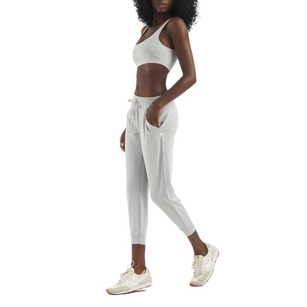 Vuori Lux Rib Performance Jogger Pants Pale Grey Heather Pockets Ankle Small